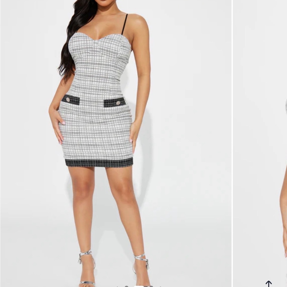 Fashion Nova Black and White Checkered Mini Dress